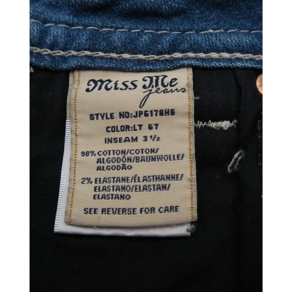 Miss Me Signature Americana Sequin Flag Denim Shorts Blue 29